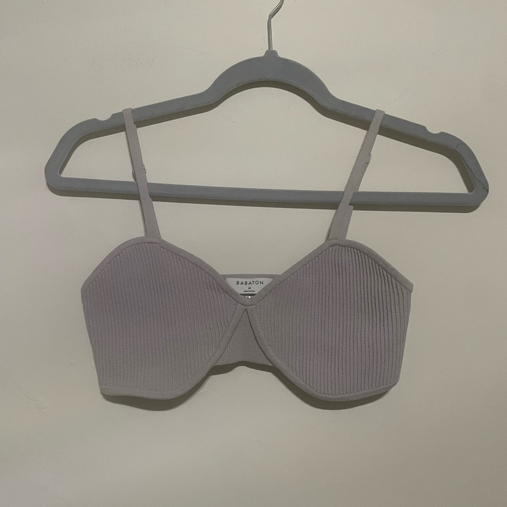 Babaton Ribbed Bralette - Light Gray - Picture 2 of 6